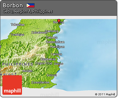 Physical Panoramic Map of Borbon