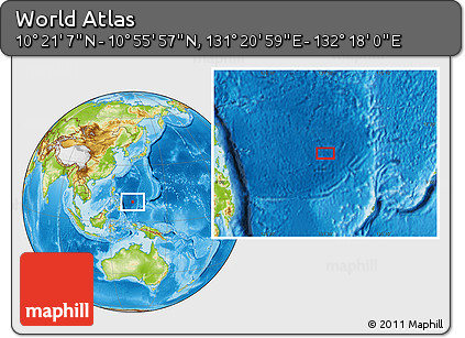 Physical Location Map of the Area around 10° 38' 32" N, 131° 49' 29" E