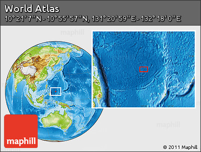 Physical Location Map of the Area around 10° 38' 32" N, 131° 49' 29" E