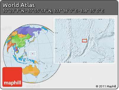 Political Location Map of the Area around 10° 38' 32" N, 137° 46' 30" E