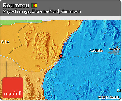 Political 3D Map of Roumzou