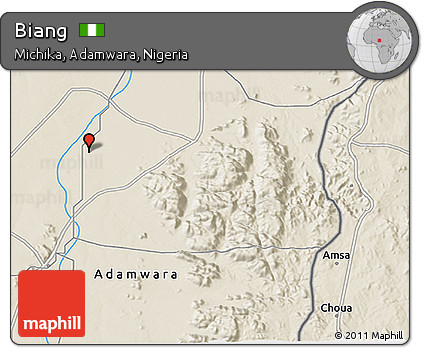 Shaded Relief 3D Map of Biang
