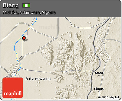 Shaded Relief 3D Map of Biang