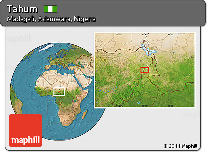 Satellite Location Map of Tahum