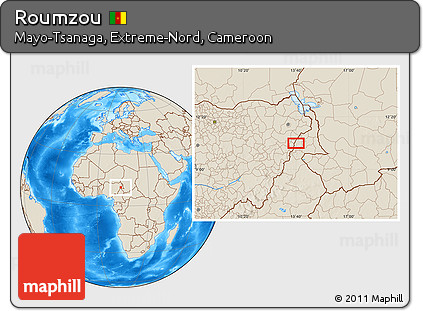 Shaded Relief Location Map of Roumzou