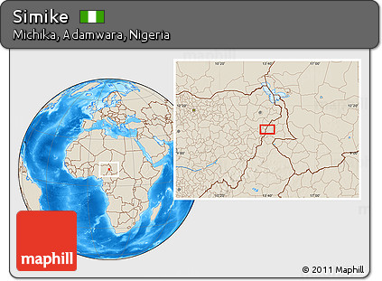 Shaded Relief Location Map of Simike