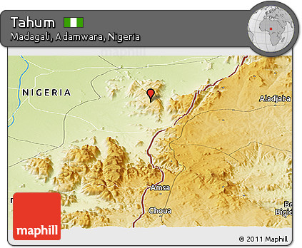 Physical Panoramic Map of Tahum