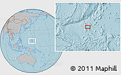 Gray Location Map of the area around 10° 38' 32" N, 145° 25' 30" E, hill shading