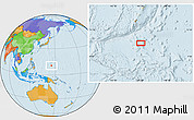 Political Location Map of the area around 10° 38' 32" N, 145° 25' 30" E