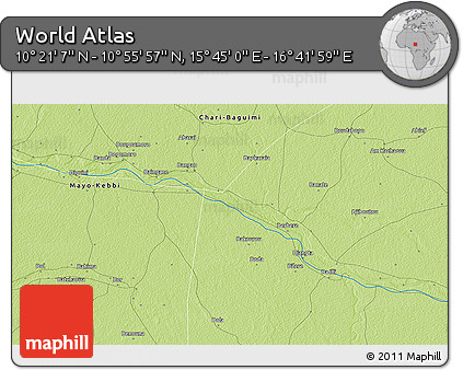 Physical 3D Map of the Area around 10° 38' 32" N, 16° 13' 30" E