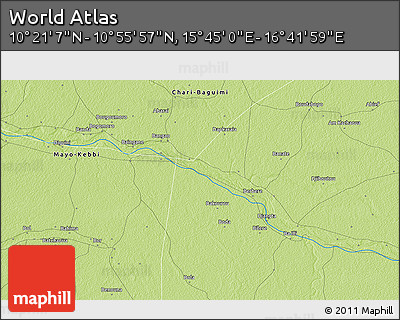 Physical 3D Map of the Area around 10° 38' 32" N, 16° 13' 30" E