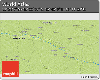 Physical 3D Map of the Area around 10° 38' 32" N, 16° 13' 30" E