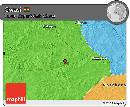 Political 3D Map of Gwasi