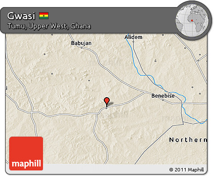 Shaded Relief 3D Map of Gwasi