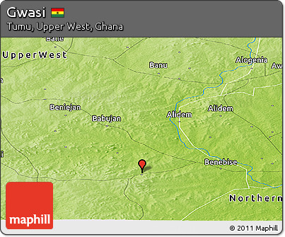 Physical Panoramic Map of Gwasi