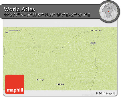 Physical 3D Map of the Area around 10° 38' 32" N, 27° 16' 29" E