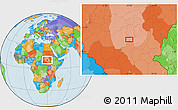 Political Location Map of the area around 10° 38' 32" N, 29° 49' 30" E