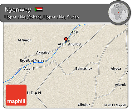 Shaded Relief 3D Map of Nyanwey