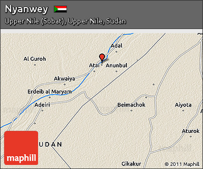 Shaded Relief 3D Map of Nyanwey