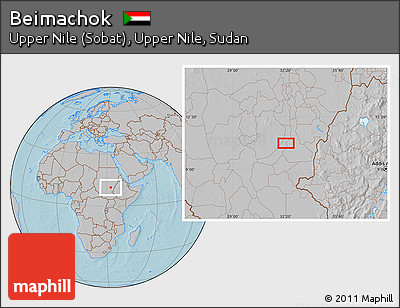 Gray Location Map of Beimachok, hill shading