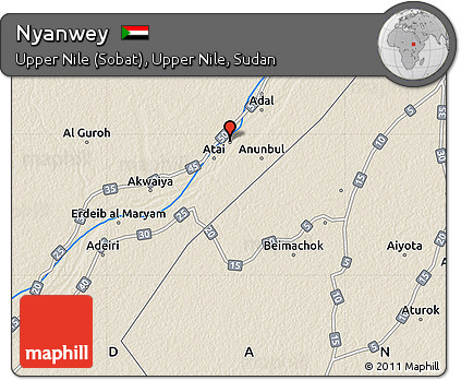Shaded Relief Map of Nyanwey