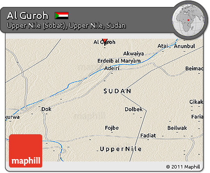 Shaded Relief Panoramic Map of Al Guroh