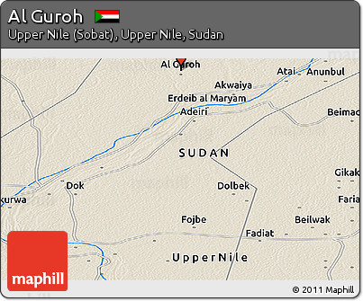 Shaded Relief Panoramic Map of Al Guroh