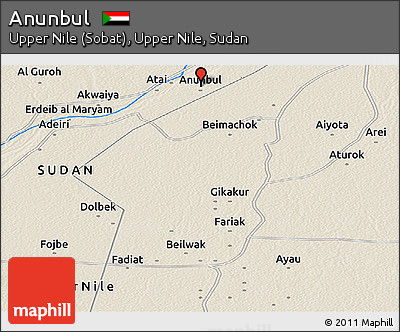 Shaded Relief Panoramic Map of Anunbul