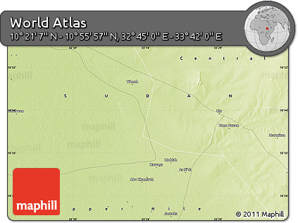 Physical Map of the Area around 10° 38' 32" N, 33° 13' 30" E