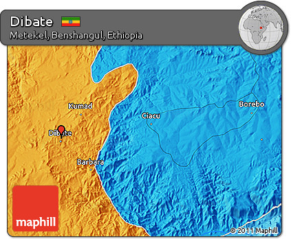 Political 3D Map of Dibate