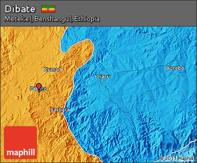 Political 3D Map of Dibate