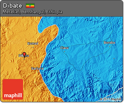 Political 3D Map of Dibate