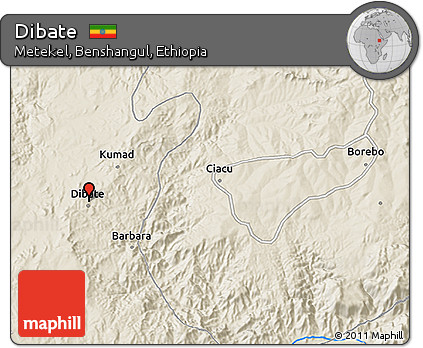 Shaded Relief 3D Map of Dibate