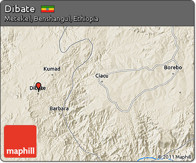 Shaded Relief 3D Map of Dibate
