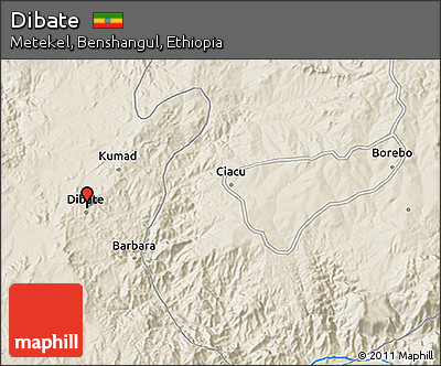 Shaded Relief 3D Map of Dibate