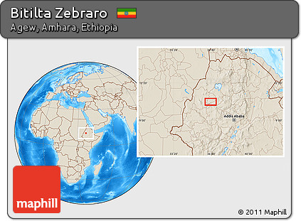 Shaded Relief Location Map of Bitilta Zebraro