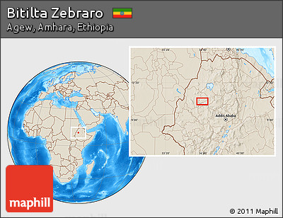 Shaded Relief Location Map of Bitilta Zebraro