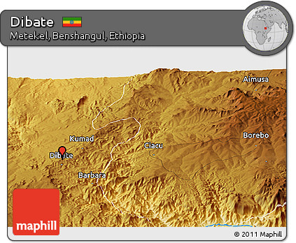 Physical Panoramic Map of Dibate