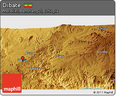 Physical Panoramic Map of Dibate