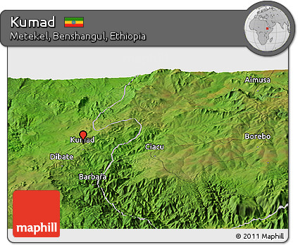 Satellite Panoramic Map of Kumad