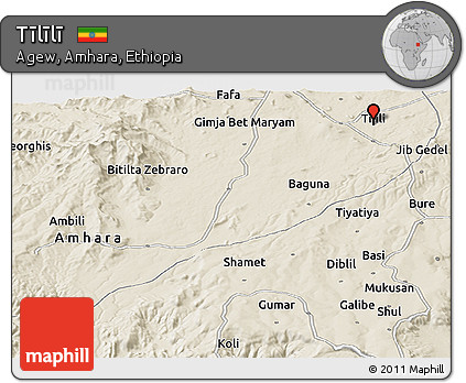 Shaded Relief Panoramic Map of Tīlīlī