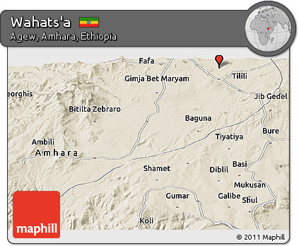 Shaded Relief Panoramic Map of Wahats'a