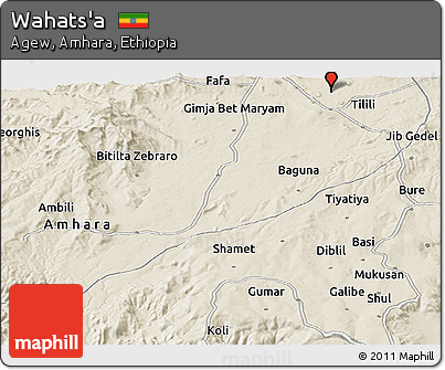 Shaded Relief Panoramic Map of Wahats'a