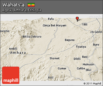 Shaded Relief Panoramic Map of Wahats'a