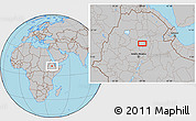 Gray Location Map of the area around 10° 38' 32" N, 39° 10' 29" E