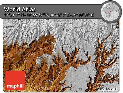 Physical Map of the Area around 10° 38' 32" N, 39° 10' 29" E