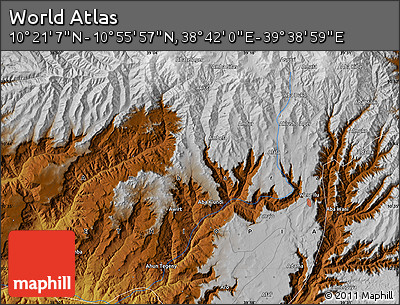 Physical Map of the Area around 10° 38' 32" N, 39° 10' 29" E