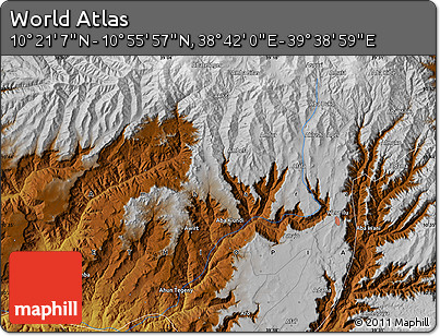 Physical Map of the Area around 10° 38' 32" N, 39° 10' 29" E
