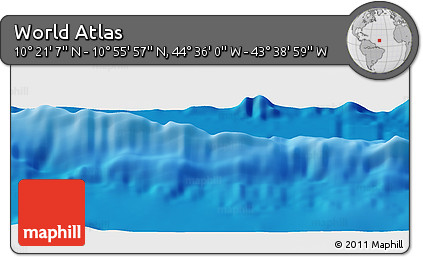 Shaded Relief Panoramic Map of the Area around 10° 38' 32" N, 44° 7' 30" W