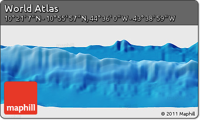 Shaded Relief Panoramic Map of the Area around 10° 38' 32" N, 44° 7' 30" W